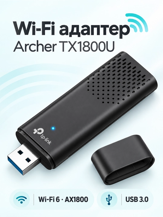 Wi-Fi адаптер TP-Link Archer TX1800U, AX1800 Wi-Fi 6 USB 3.0
