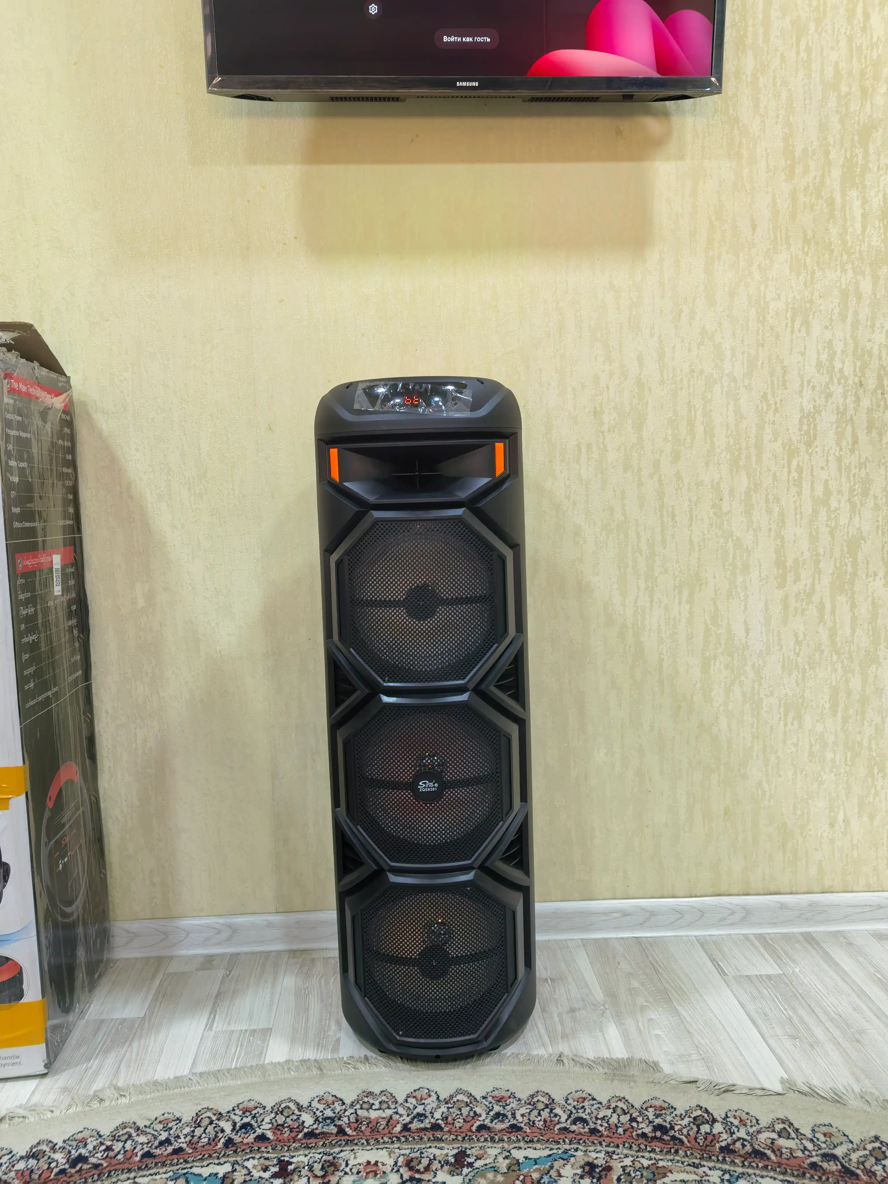 Portativ kolonka, simsiz Bluetooth karaoke musiqasi, mikrofonli, pultli va RGB yorug'lik
