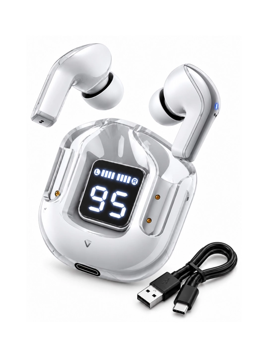 Беспроводные TWS наушники, сенсорное управление, LED-дисплей, USB-C