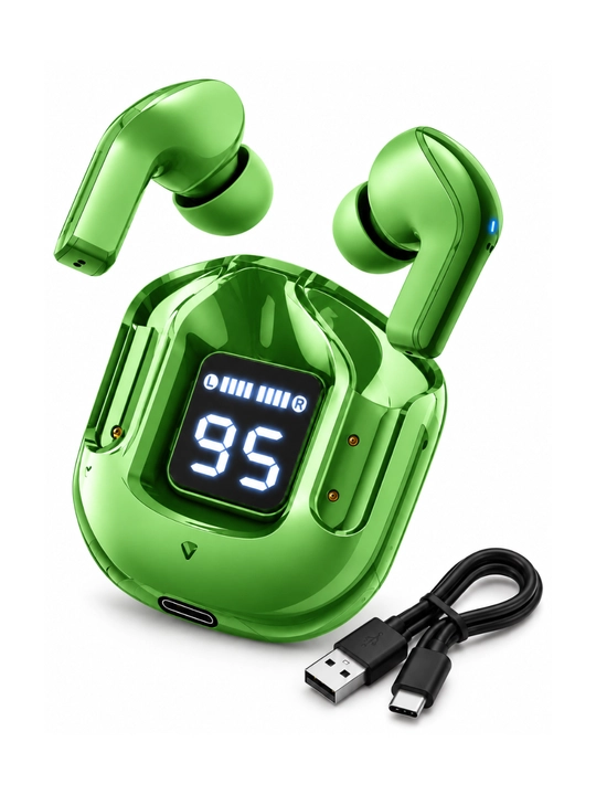 Беспроводные TWS наушники, сенсорное управление, LED-дисплей, USB-C
