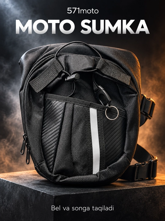 Bel va songa taqiladigan moto sumka — qora rang