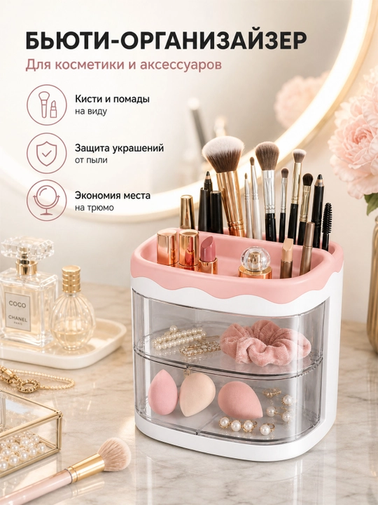 Органайзер для канцелярии, карандашей и ручек, с ящиками, компактный и вместительный