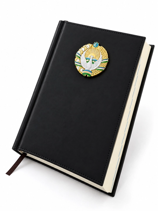 O‘zbekiston gerbi tushirilgan kundalik, qora, biznes bloknot - 