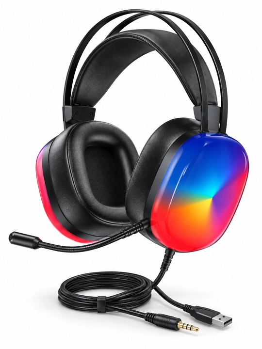 AWEI GM-11 mikrofonli simli o‘yin quloqchini, RGB, 50 mm