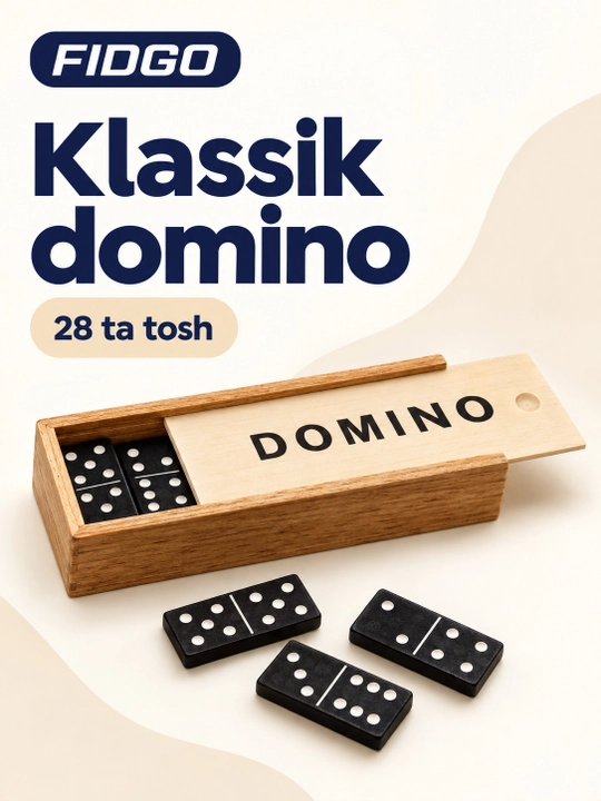 Домино FIDGO, 28 костяшек в деревянном футляре - 