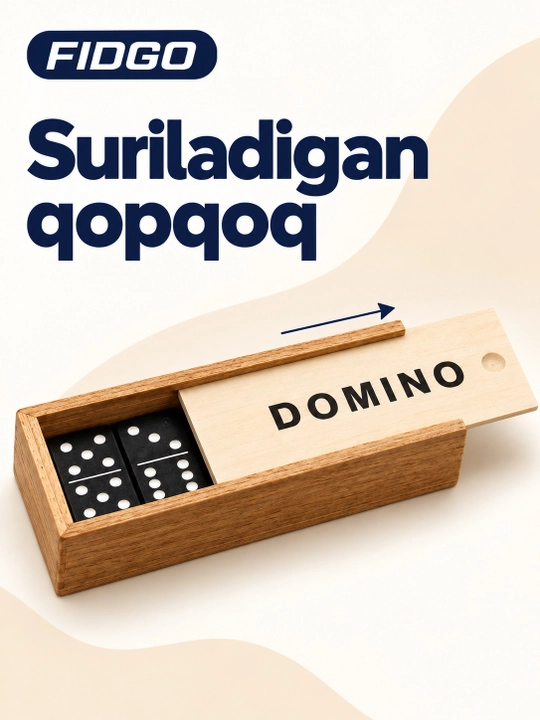 FIDGO domino, yog‘och qutida 28 ta tosh