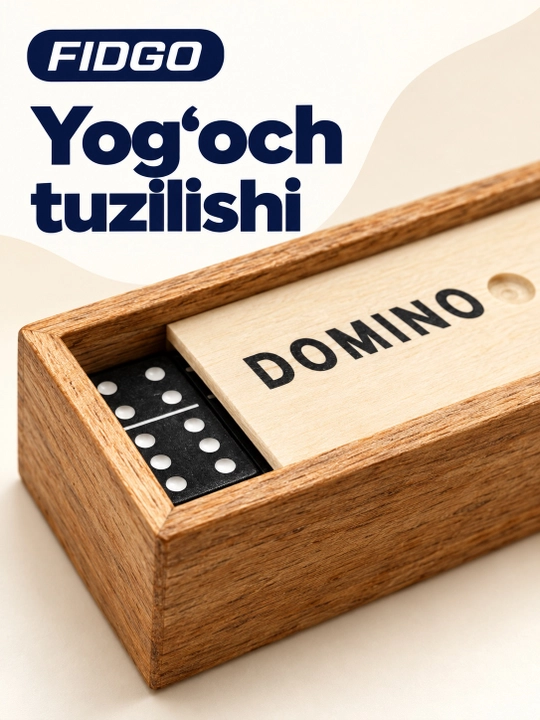 FIDGO domino, yog‘och qutida 28 ta tosh