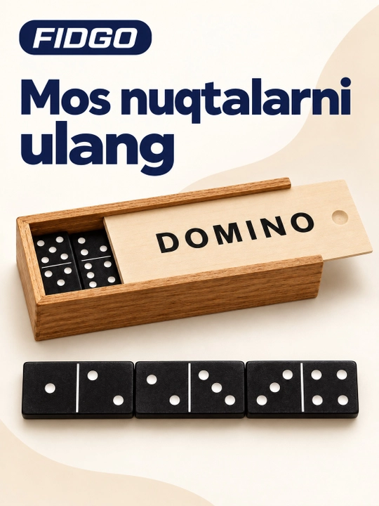 FIDGO domino, yog‘och qutida 28 ta tosh