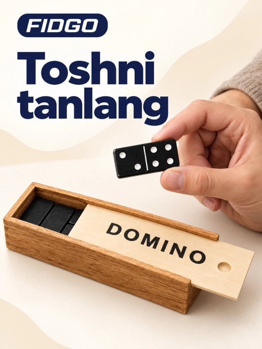 FIDGO domino, yog‘och qutida 28 ta tosh