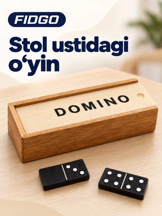 FIDGO domino, yog‘och qutida 28 ta tosh