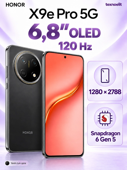 HONOR X9e Pro 5G Smartfoni, 256 GB, 11000 mAh, 108 MP OIS, quloqchin sovg‘a