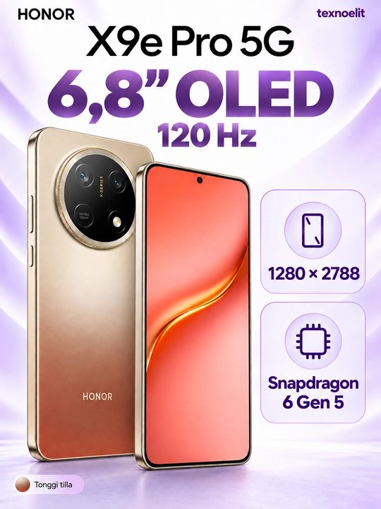 HONOR X9e Pro 5G Smartfoni, 256 GB, 11000 mAh, 108 MP OIS, quloqchin sovg‘a