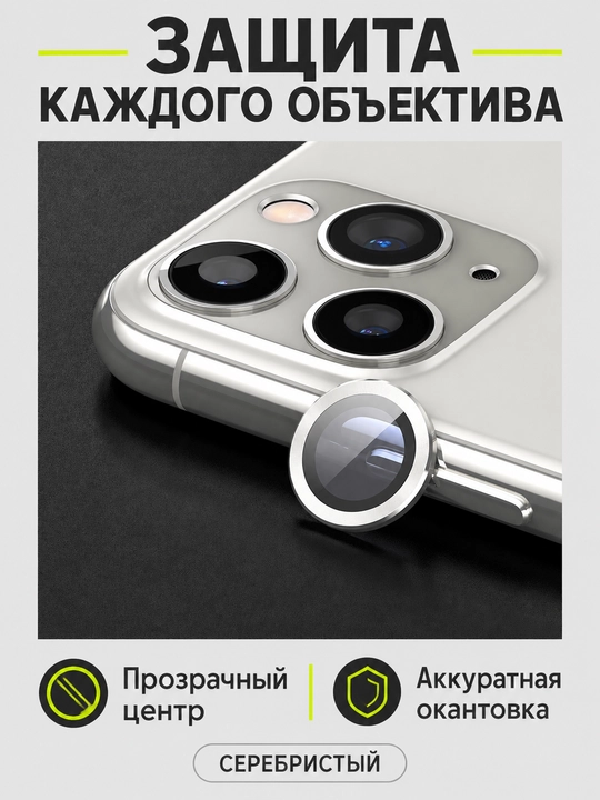 Защитные накладки на камеру iPhone, кольца с прозрачным центром