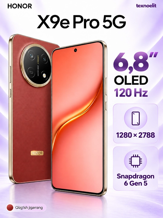 HONOR X9e Pro 5G Smartfoni, 256 GB, 11000 mAh, 108 MP OIS, quloqchin sovg‘a