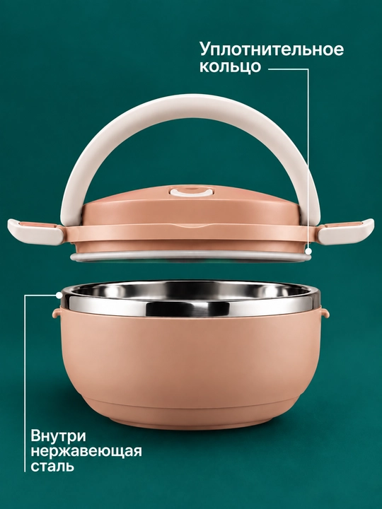 Ланч-бокс из нержавеющей стали с герметичной крышкой, контейнер для еды, термоконтейнер