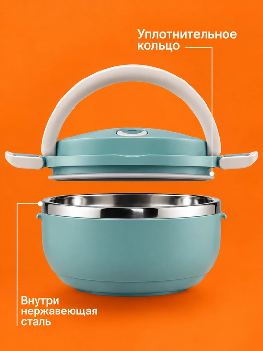 Ланч-бокс из нержавеющей стали с герметичной крышкой, контейнер для еды, термоконтейнер