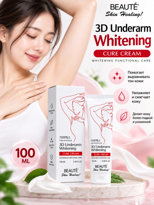Отбеливающий крем для подмышек 3D Underarm Whitening, уход за кожей, 100 мл