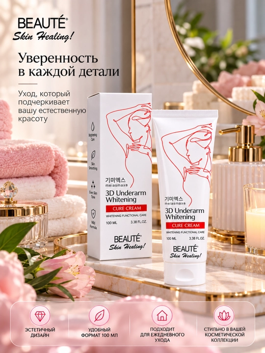 Отбеливающий крем для подмышек 3D Underarm Whitening, уход за кожей, 100 мл