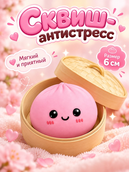 Игрушка антистресс, дамплинги, хинкали, манты с глазками, тянучка, сквиш сыр, 6 см