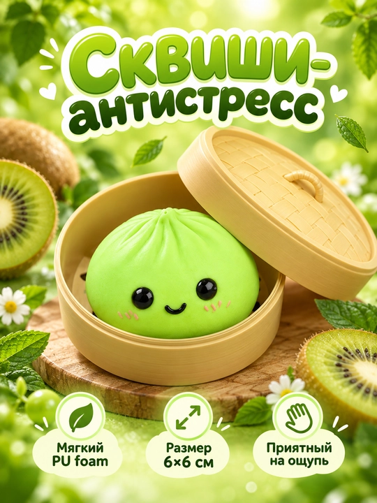 Игрушка антистресс, дамплинги, хинкали, манты с глазками, тянучка, сквиш сыр, 6 см