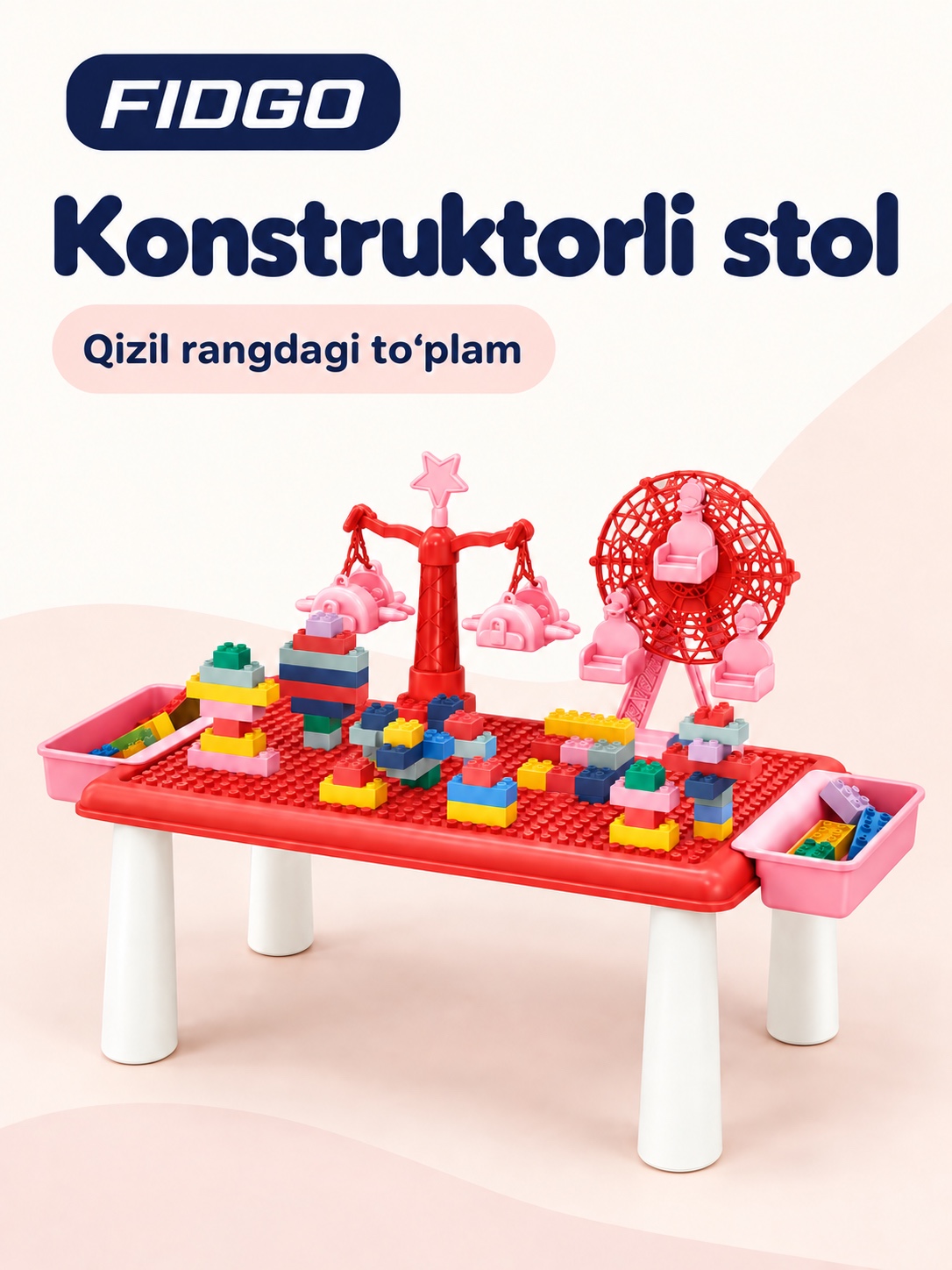 FIDGO konstruktor, oyoqli platforma va rangli bloklar - 