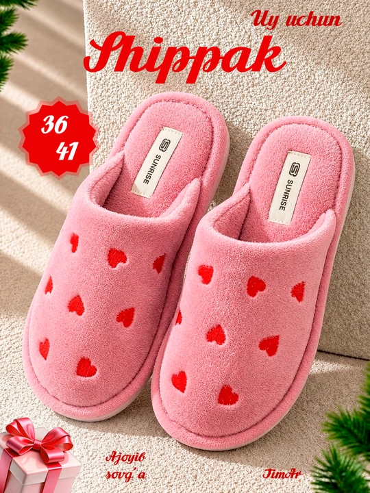 Женские домашние тапочки TimAr Love, мягкие и теплые, для дома и офиса, 36-41 - 