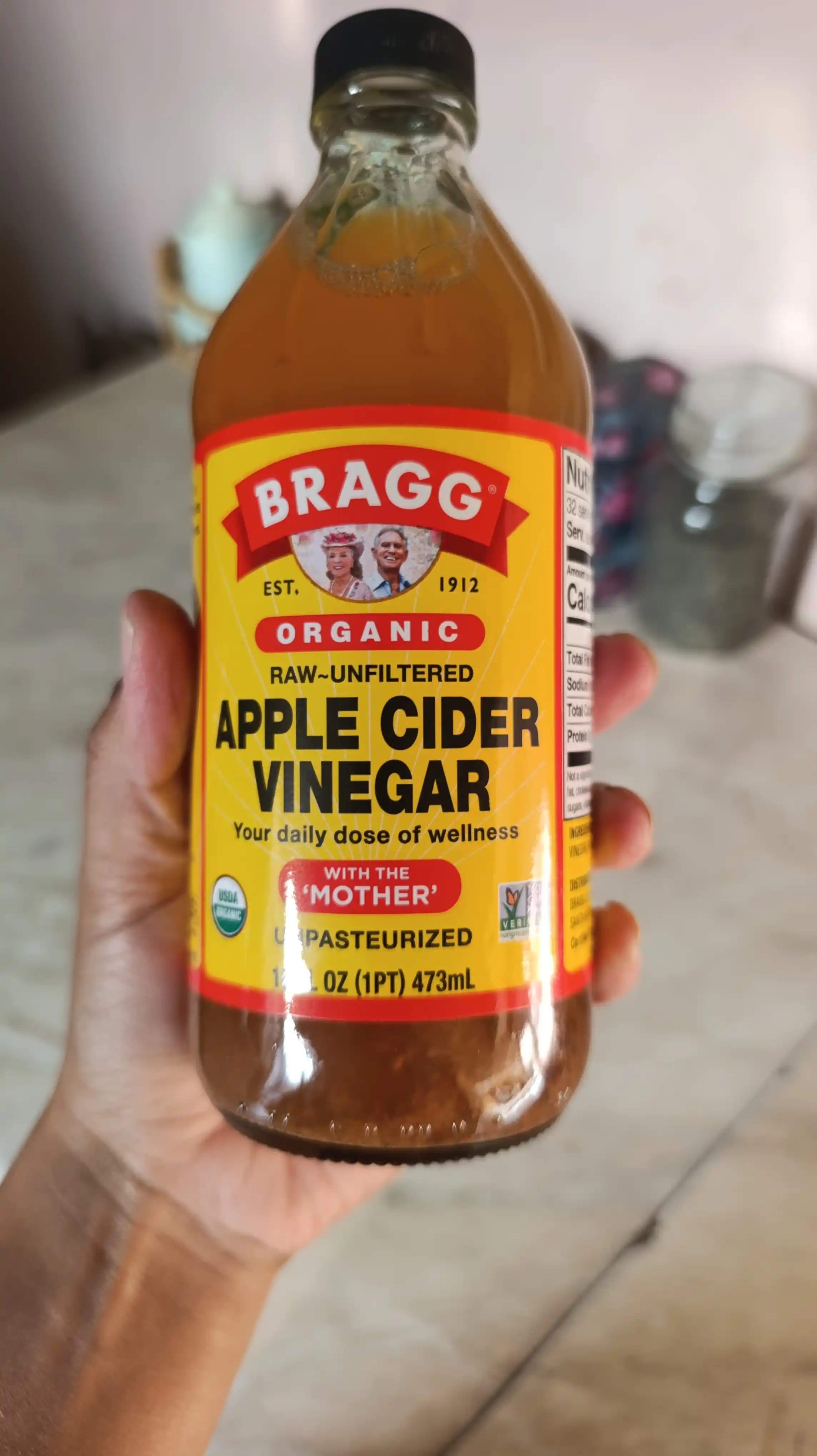 Bragg organik olma sirkasi, sirka bachadoni bilan, filtrlanmagan, 473 ml