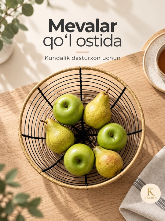 Meva savati, metall meva idishi, fruktovnitsa, oshxona uchun vaza, 1 va 2 qavatli modellar