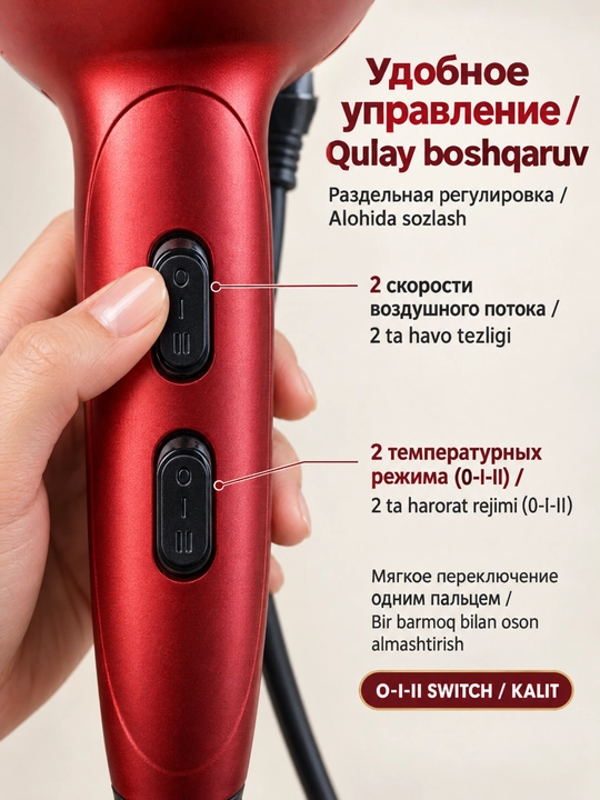 Фен для волос SOKANY SK-2211, 2400 Вт, 2 насадки-концентратора, быстрая сушка волос дома