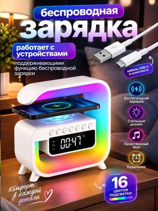 RGB va budilnik ega soat-kolonka. 16 xil yoritish rejimi xonada yoqimli muhit
