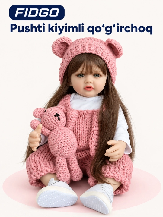 Kiyim kiygan FIDGO Reborn silikon qo‘g‘irchog‘i, sovg‘a qadog‘i - 
