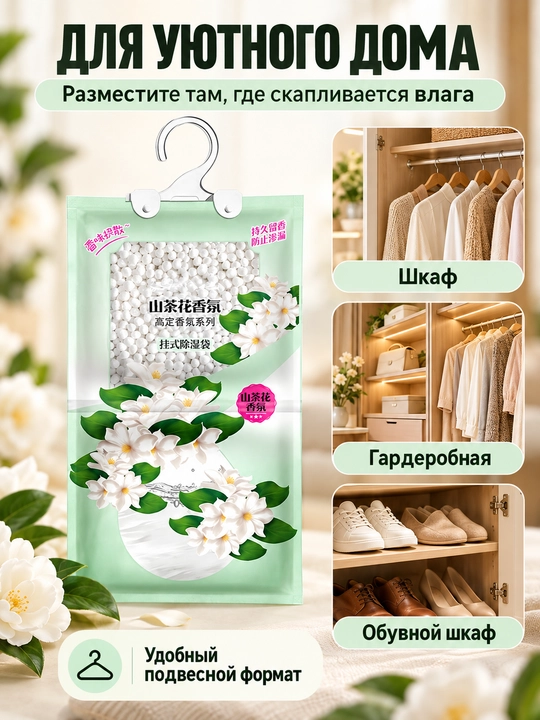 Shkaf va garderob uchun osma namlik yutgich, nam yutuvchi paket, 100 g