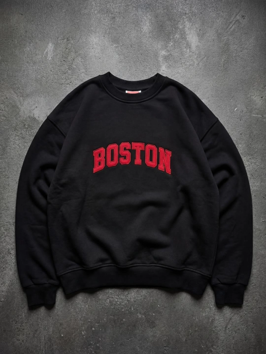 Erkaklar va ayollar uchun, oversize Boston svitshoti qalin, 80% paxta