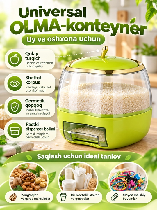 Контейнер-дозатор для сыпучих продуктов, с крышкой - 