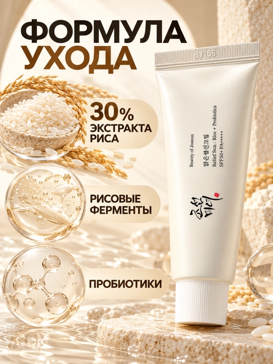 Guruch va probiotikli quyoshdan himoya kremi SPF50+ PA++++, 50 ml