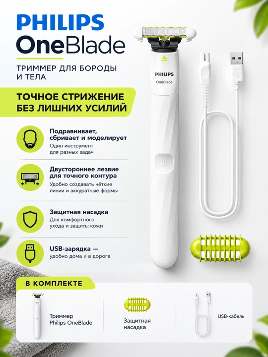 Триммер для тела Philips OneBlade Intimate QP1924/22 - 