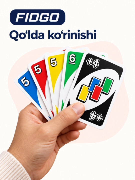 UNO oilaviy karta o‘yini, qizil quti, 2–10 o‘yinchi uchun, 7 yoshdan