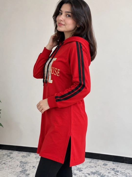 Ayollar uchun kapushonli uzun tonika,xudi,sport uslubidagi qulay kundalik kiym koylak