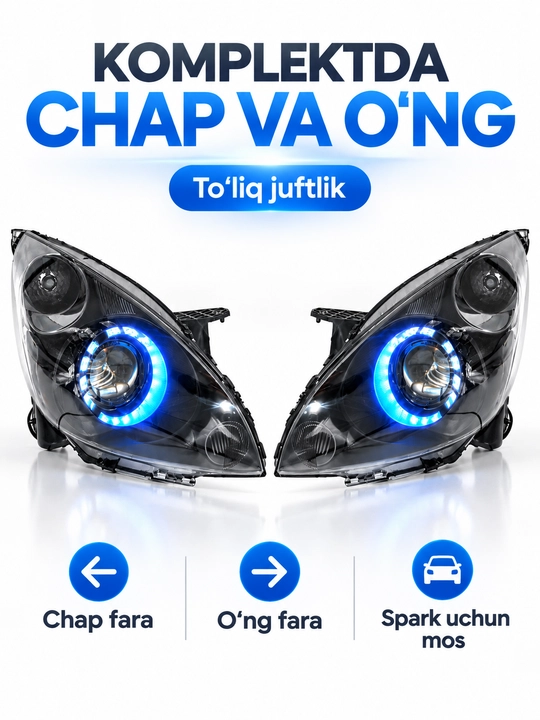 Тюнинговые фары Chevrolet Spark, Bi-LED Zimmer R50 80W, RGB маска, комплект 2 шт