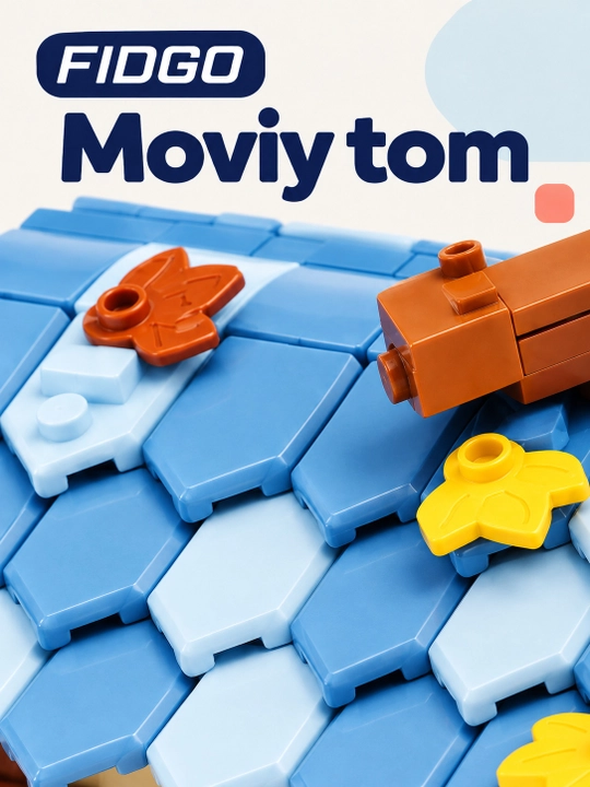 FIDGO blokli konstruktor, moviy tomli uycha, kuzgi daraxt va 2 ta figura