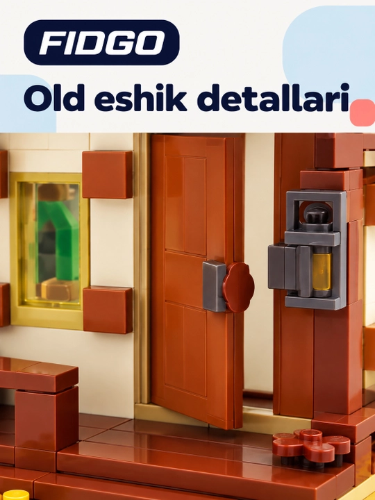 FIDGO blokli konstruktor, moviy tomli uycha, kuzgi daraxt va 2 ta figura