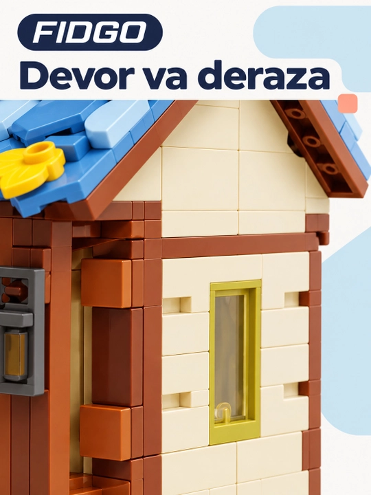 FIDGO blokli konstruktor, moviy tomli uycha, kuzgi daraxt va 2 ta figura