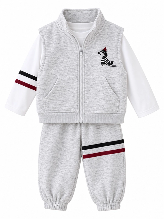 Bolalar uchun jiletli, «Zebra» naqshli uch qismli sport kostyumi - 