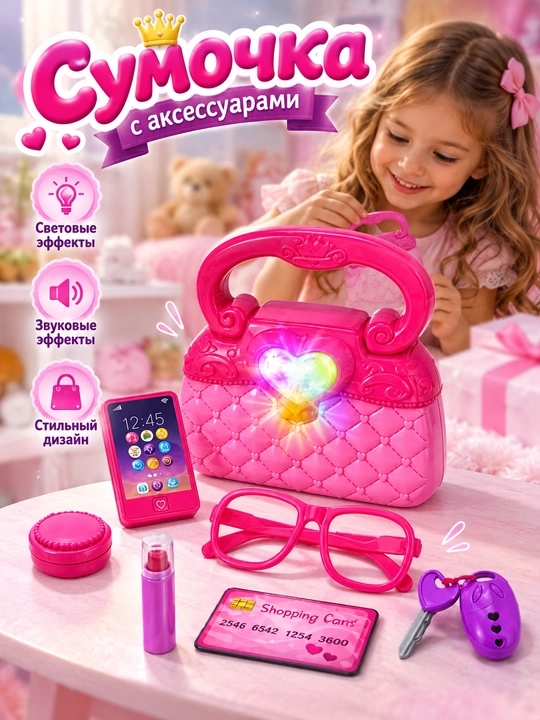 Kichik Modnitsa nabor, qizlar uchun sumkacha - 