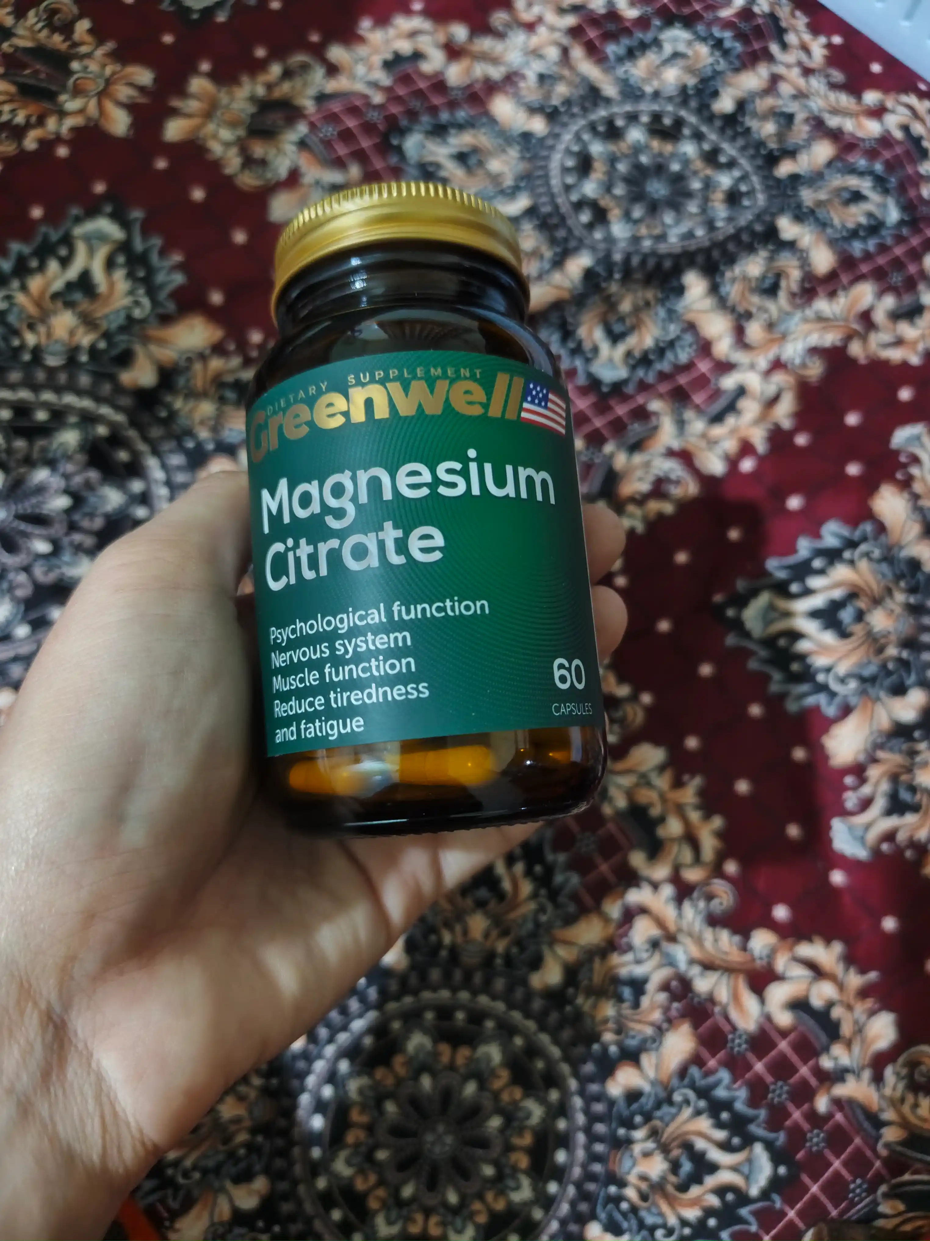 Magniy Sitrat, 60 kapsula, Greenwell,asab tizimi va stress uchun BAA , Halol