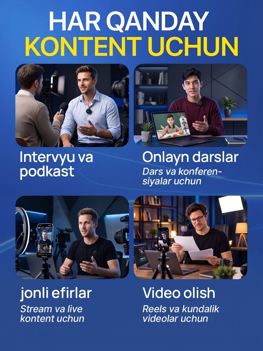 Type-C telefon uchun simsiz petlitsali mikrofon, petlitsali mikrofon