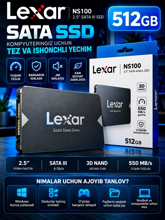 Lexar NS100 512GB — 2.5" SATA SSD