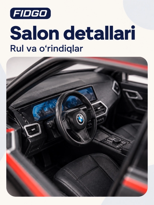 BMW avtomobil modeli, qora korpus va qizil aksentlar