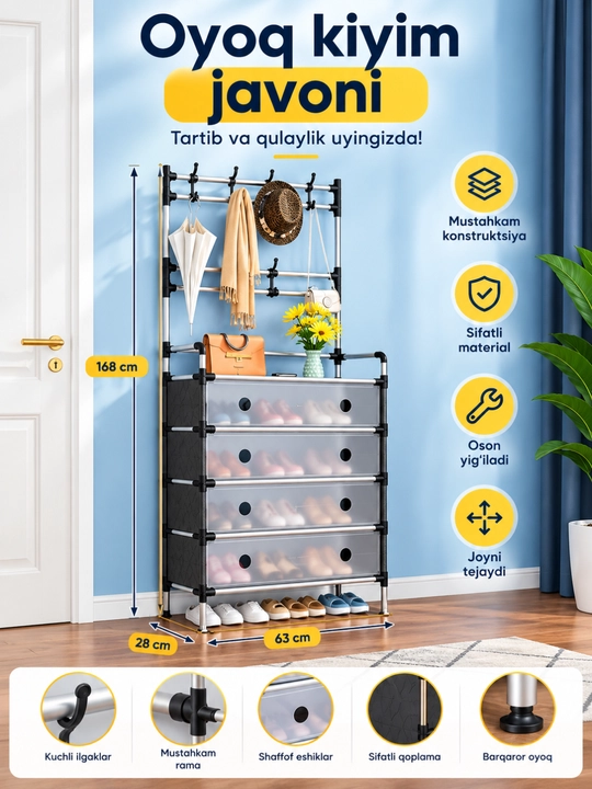 Poyabzal javoni, oyoq kiyim javoni, metall poyabzal javoni, etajerka, shkaf stellaj - 