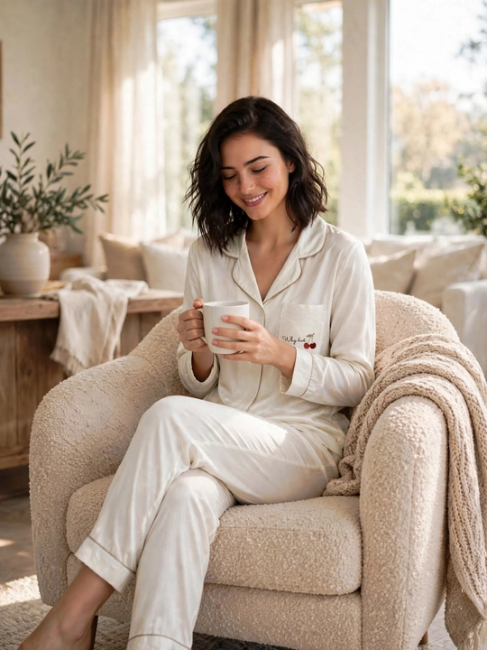 Ayollar uchun Premium pijama to'plami, uy uchun va uxlash uchun, Victoria / Hermes Style